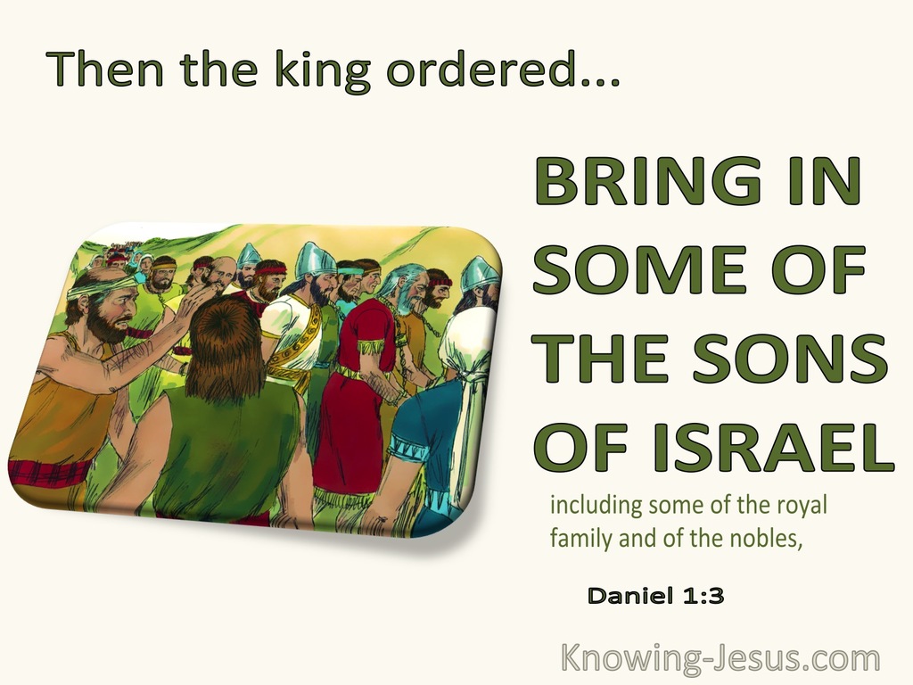 Daniel 1:3 The King Ordered Some Of The Royal Family And Of The Nobles To Be Brought (green)